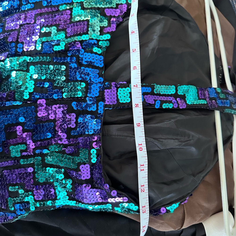 Backless Halter Sequin Dress in Iridescent Blue-Green-Purple - Picture 6 of 9